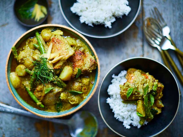 <p>Marinating the chicken packs this green curry full of goodness and flavour </p>