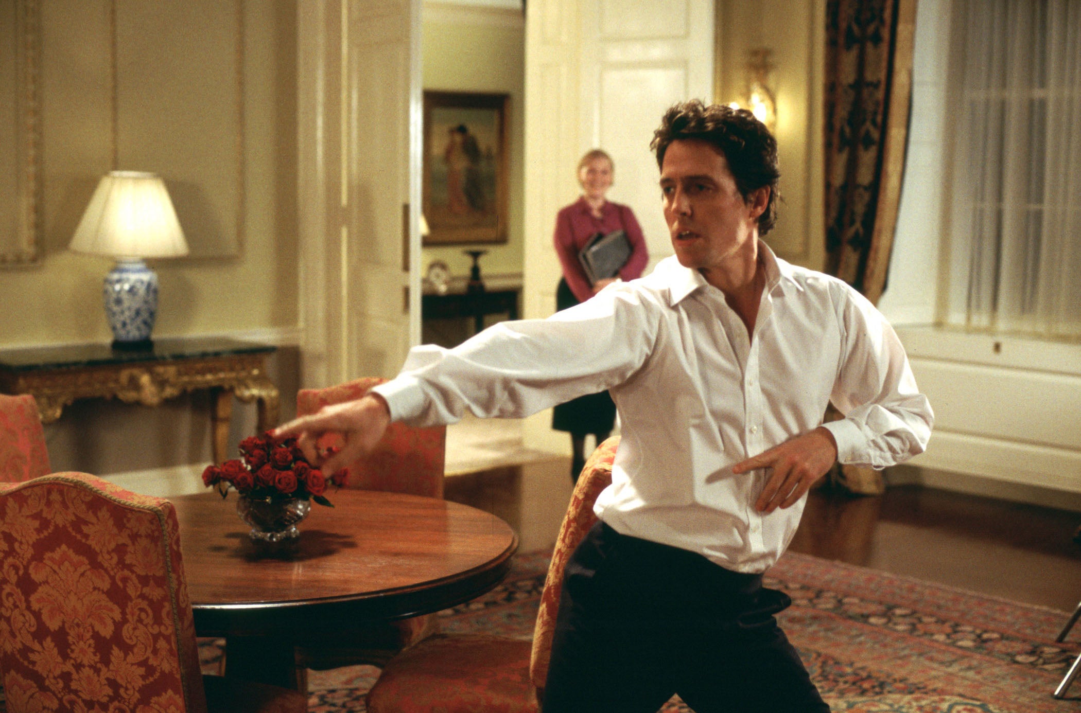 Hugh Grant dances as a fictional PM in ‘Love Actually’