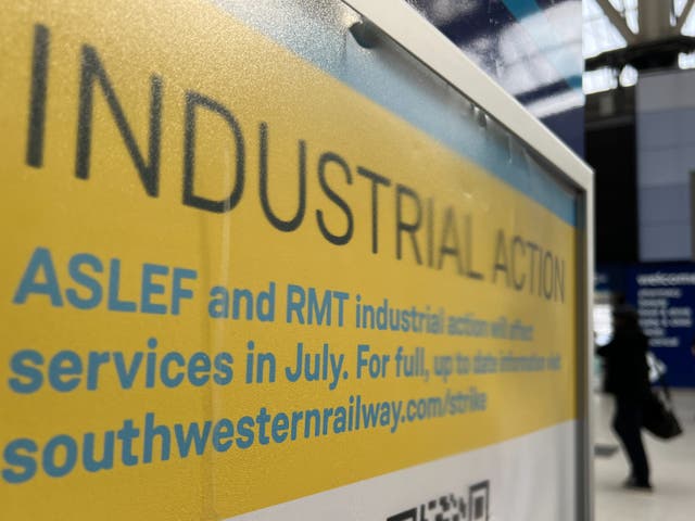 <p>Going places? Warning notice to passengers about industrial action at the UK’s busiest railway station, London Waterloo </p>