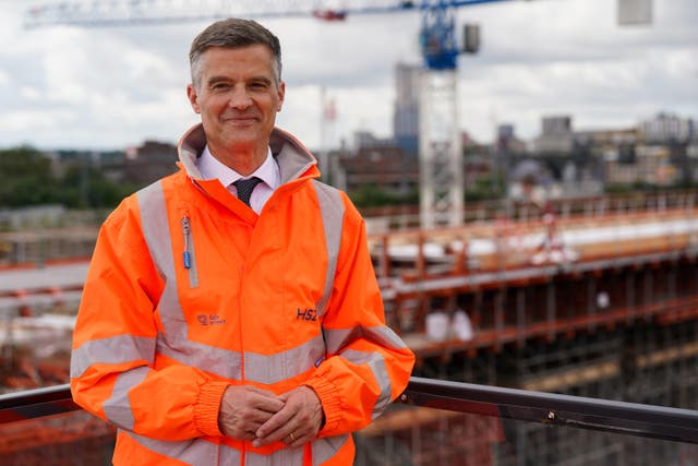 Transport Secretary Mark Harper inspected the city centre’s new 300 metre-long viaduct (Jacob King/PA)