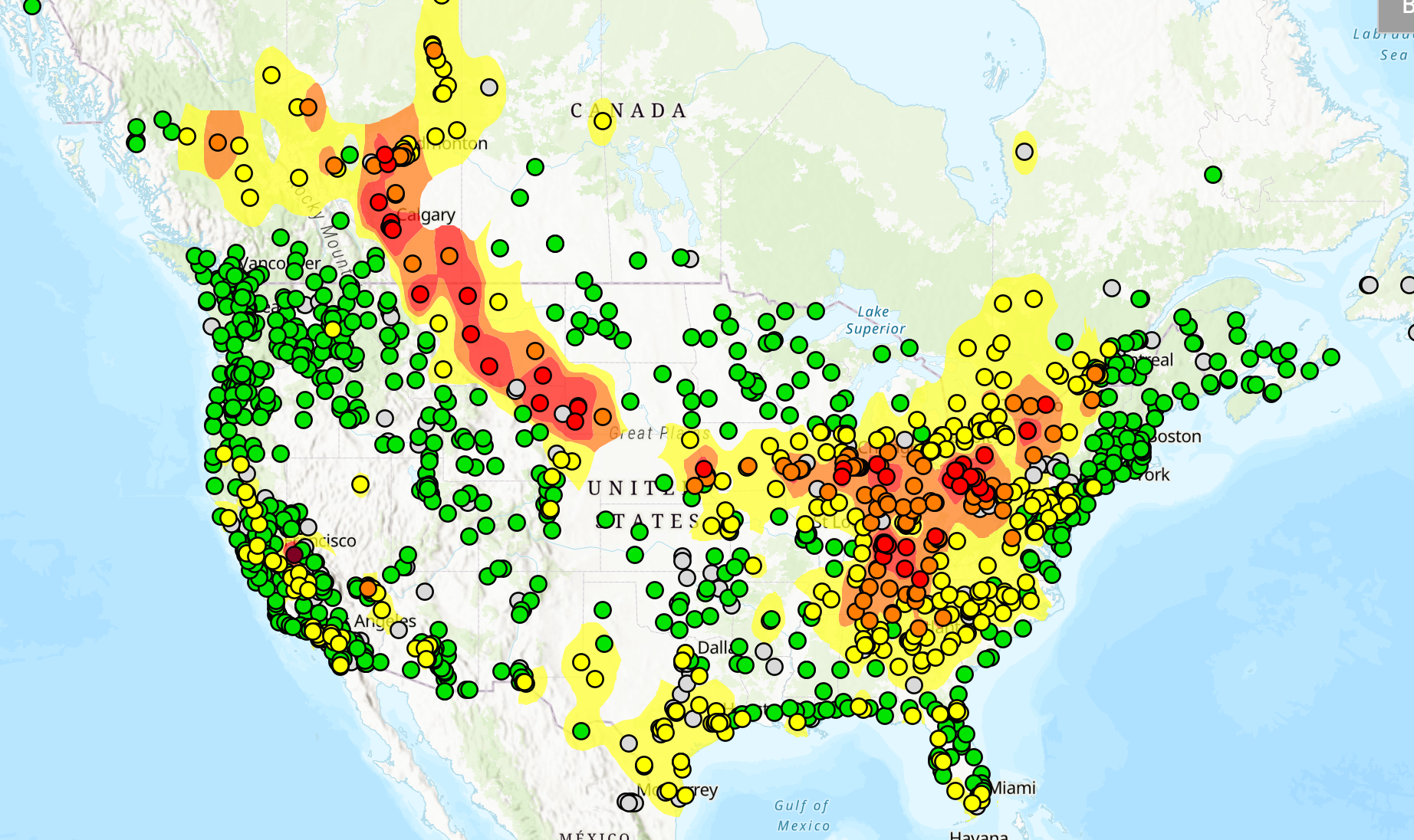 Air quality dropped across America’s heartland and northeast again this week due to Canadian wildfire smoke