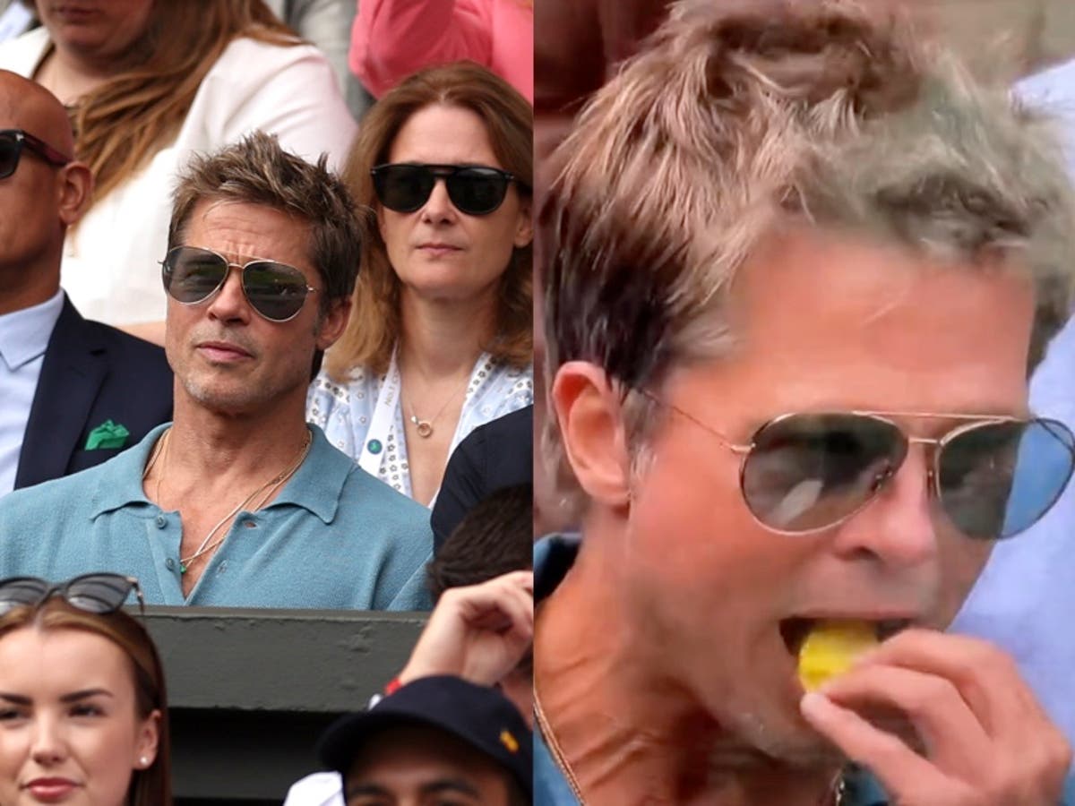 Brad Pitt amuses fans by enjoying chips in Wimbledon stands: ‘Could watch him all day’ Brad Pitt amuses fans by enjoying chips in Wimbledon stands: ‘Could watch him all day’