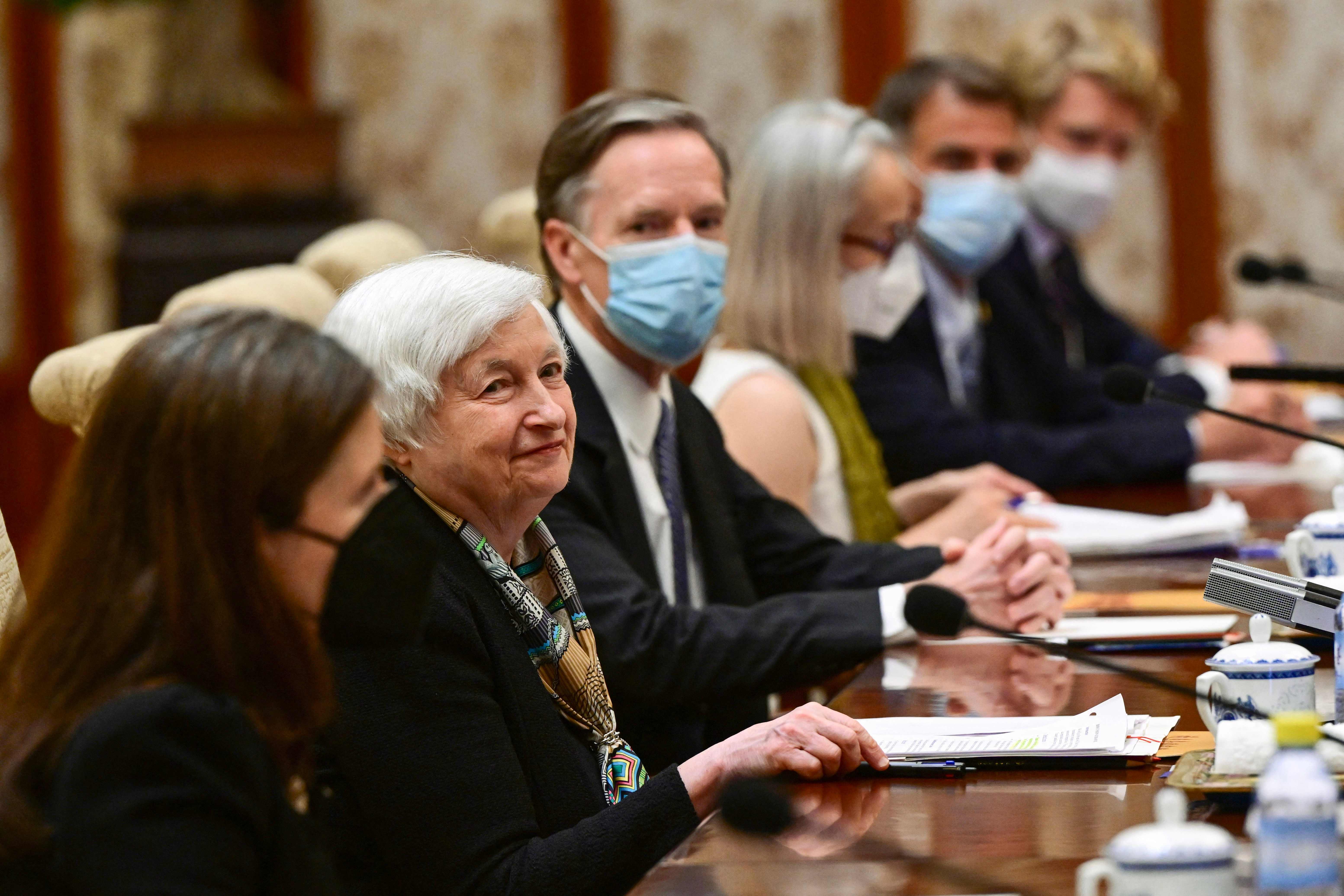 Janet Yellen a meeting with Chinese Vice Premier He Lifeng at the Diaoyutai State Guesthouse in Beijing on July 8, 2023