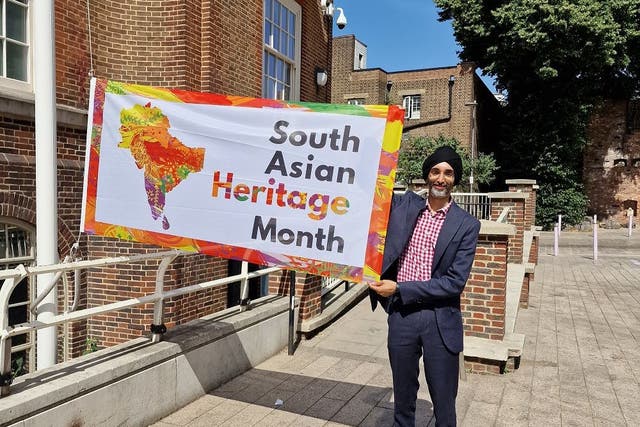 Jasvir Singh marking South Asian Heritage Month on July 18 last year at Barking Town Hall in London (Jasvir Singh/PA)