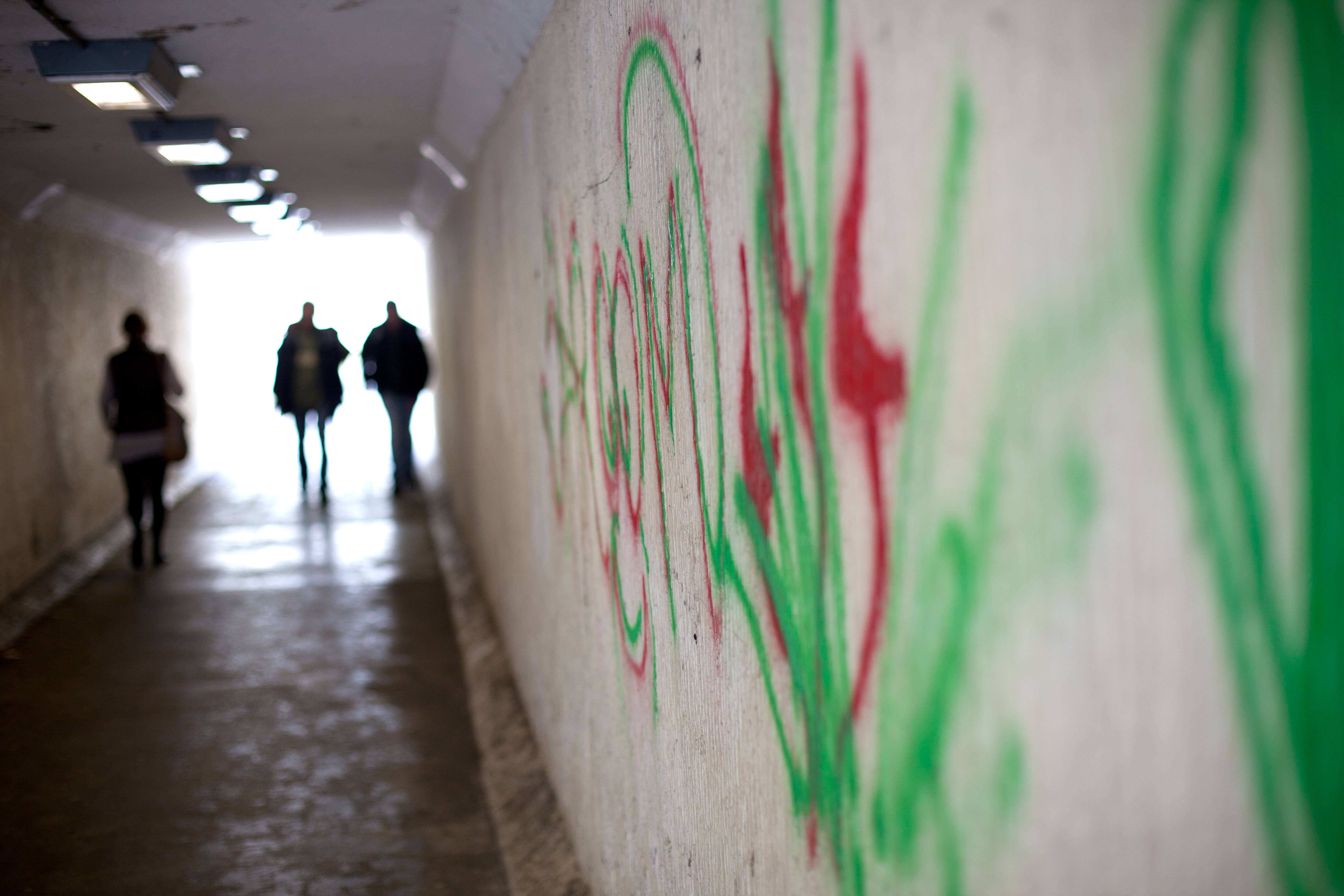 Graffiti on the wall of an underpass (Alamy/PA)