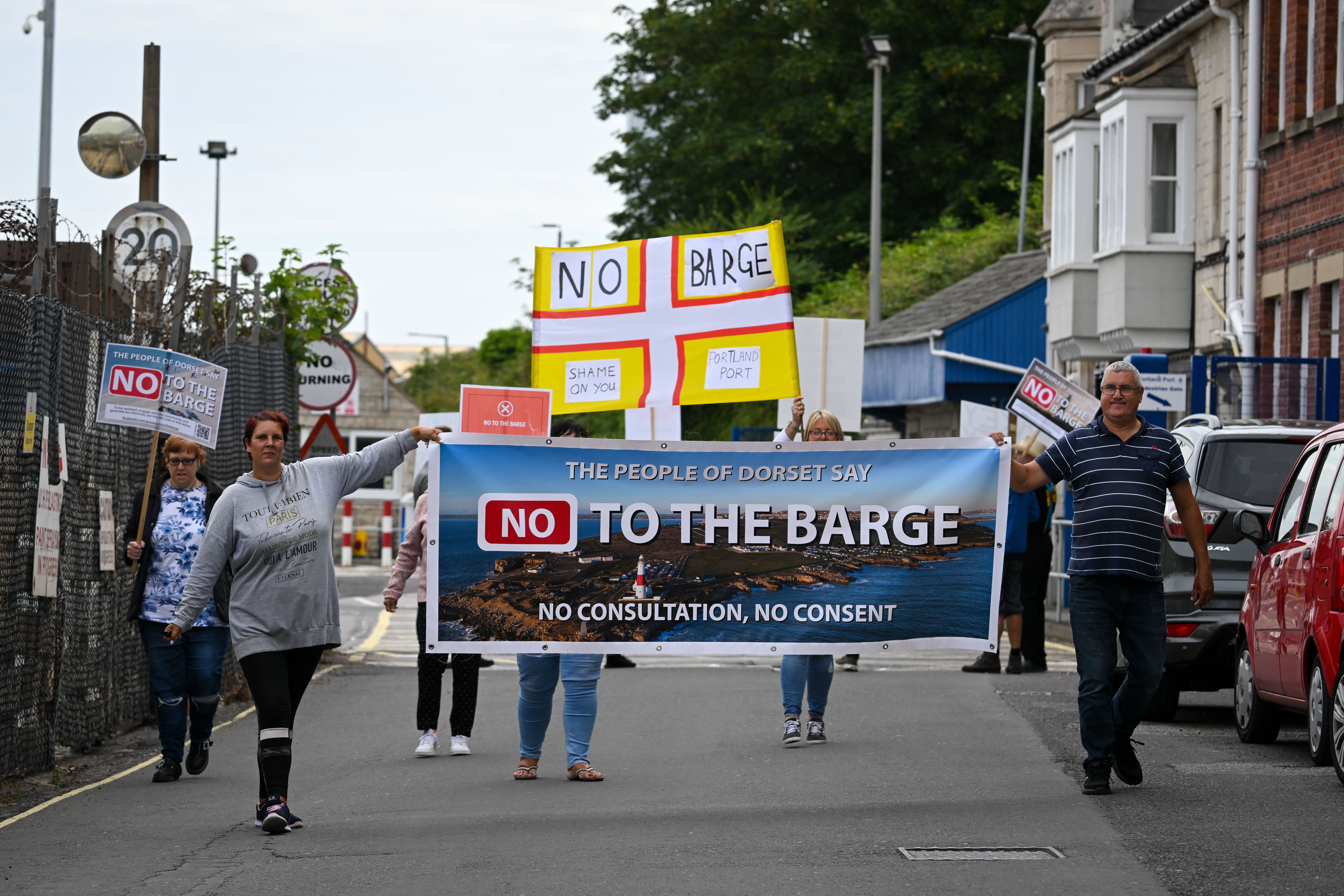 Protesters previously gathered near Portland Port last week