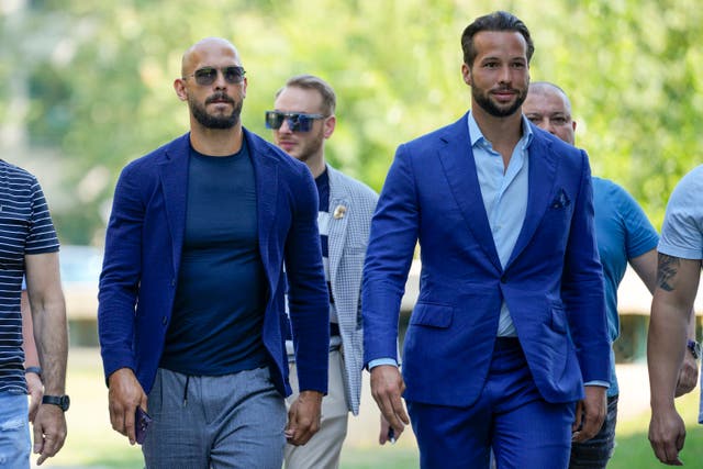 <p>Andrew Tate, left, and his brother Tristan</p>