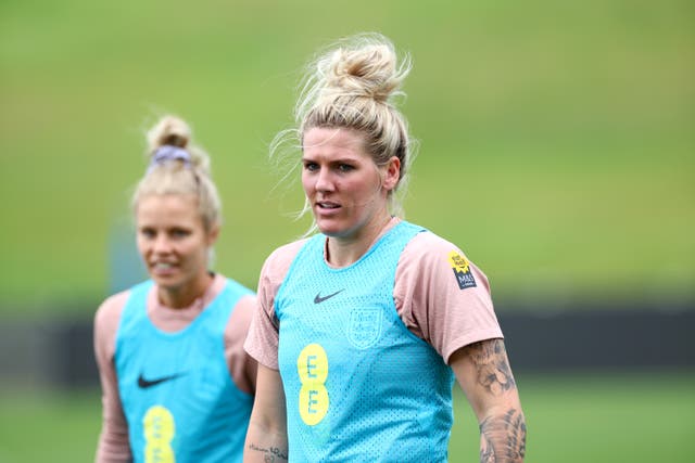 <p>England’s Millie Bright in training in Australia this week</p>
