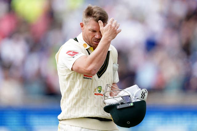 David Warner is averaging 23.5 in this summer’s Ashes (Mike Egerton/PA)