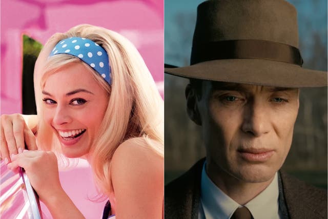 <p>Margot Robbie in ‘Barbie’ and Cillian Murphy in ‘Oppenheimer’</p>