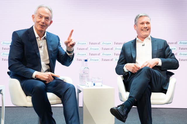 <p>Tony Blair and Keir Starmer at the Future of Britain Conference in London</p>