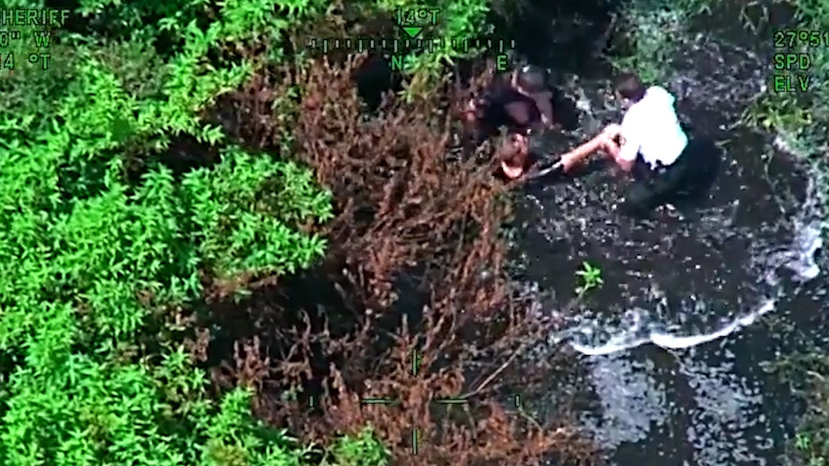 Suspect wades through swamp in attempt to avoid police