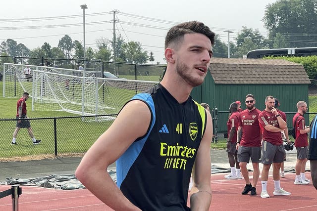 Declan Rice trains with his new Arsenal team-mates in the United States (Simon Peach/PA).