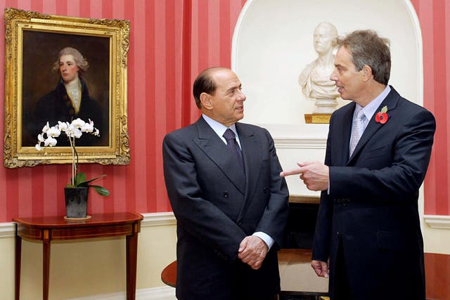 Tony Blair met Italian prime minister Silvio Berlusconi (PA)