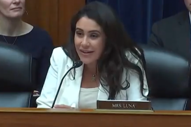 <p>Rep Anna Paulina Luna of Florida addresses a witness in the House subcommittee on Health Care and Financial Services</p>