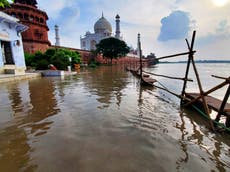 Yamuna reaches walls of Taj Mahal raising concerns about damage to 17th-century monument