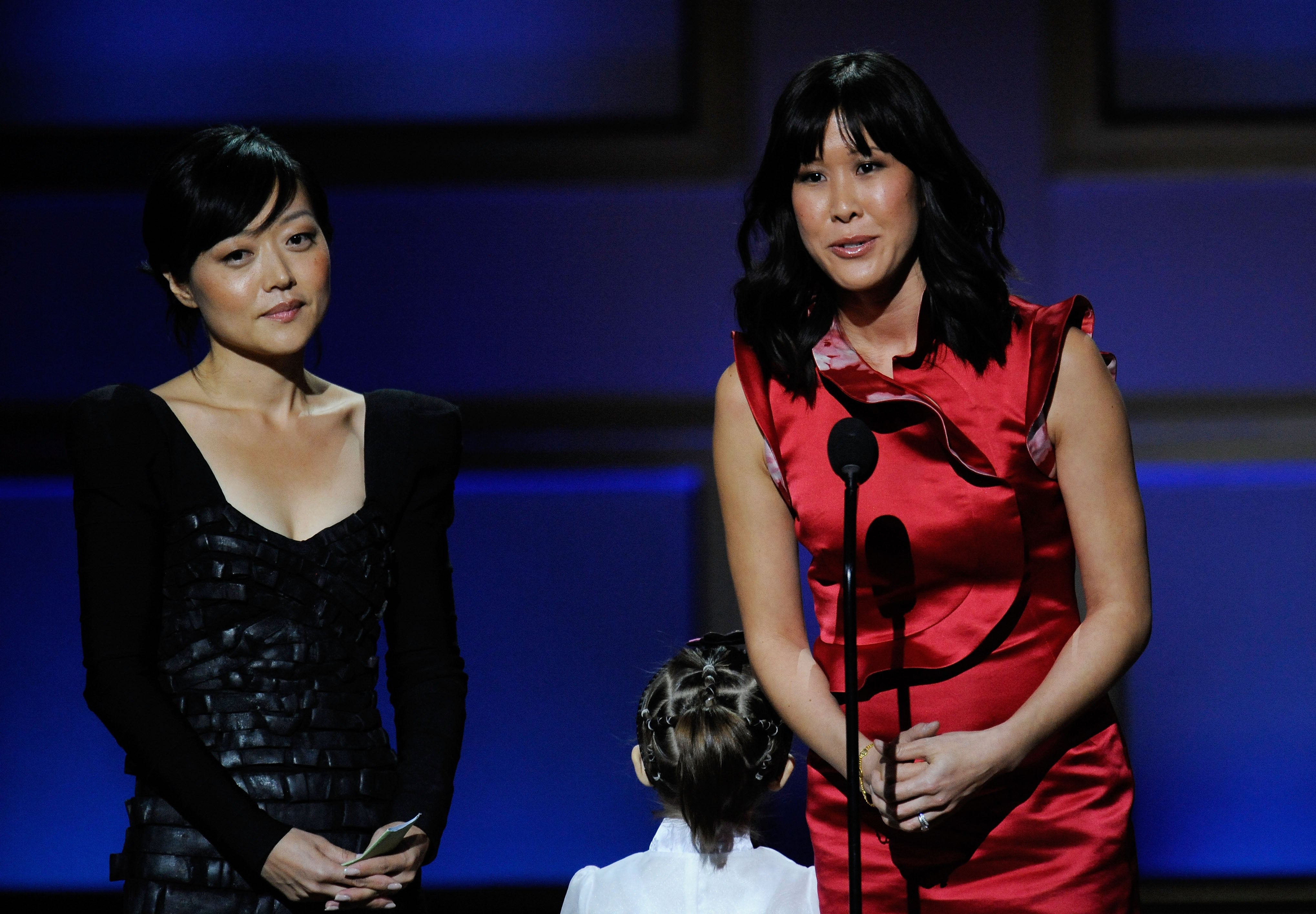 Journalists Euna Lee (left) and Laura Ling speak onstage at the The 2009 Women of the Year