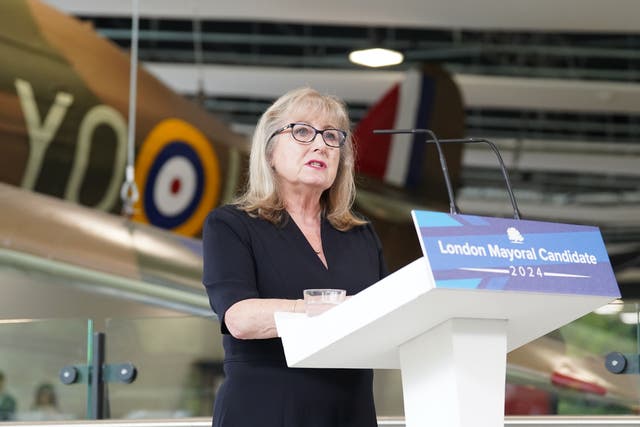 Councillor Susan Hall speaks to the media at the Battle of Britain Bunker in Uxbridge (Stefan Rousseau/PA)