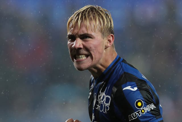 <p>Denmark striker Rasmus Hojlund in action for Atalanta </p>