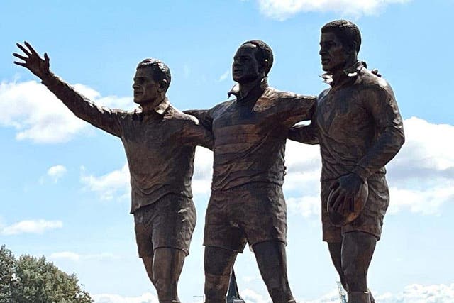 A statue of Billy Boston, Clive Sullivan, and Gus Risman has been unveiled in Cardiff Bay (Cardiff Council)