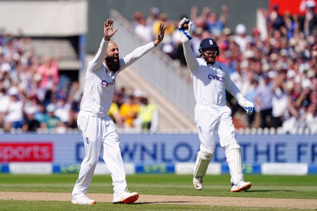 Moeen Ali (left) claimed a valuable breakthrough for England (Mike Egerton/PA)