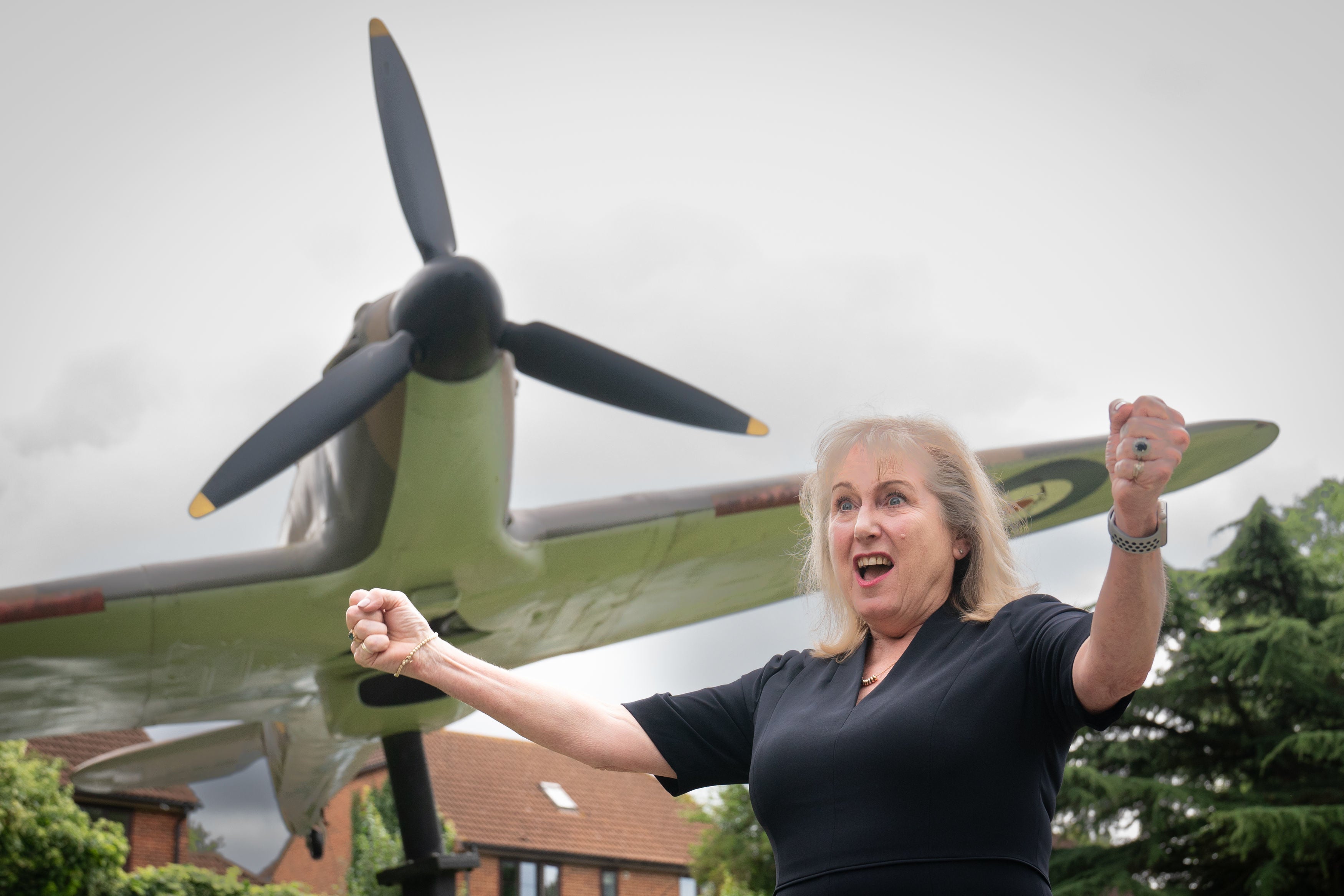 Susan Hall celebrates being selected by the Conservative Party to run for mayor of London, at the Battle of Britain Bunker in Uxbridge, west London