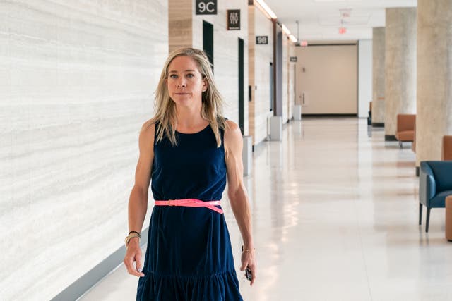 <p>Amanda Zurawski walks towards the courtroom at the Travis County Courthouse on July 19, 2023 in Austin, Texas. A Texas state court will hear arguments from both sides in Zurawski v. State of Texas, a lawsuit filed by the Center for Reproductive Rights on behalf of thirteen Texas women denied abortions despite serious pregnancy complications. </p>