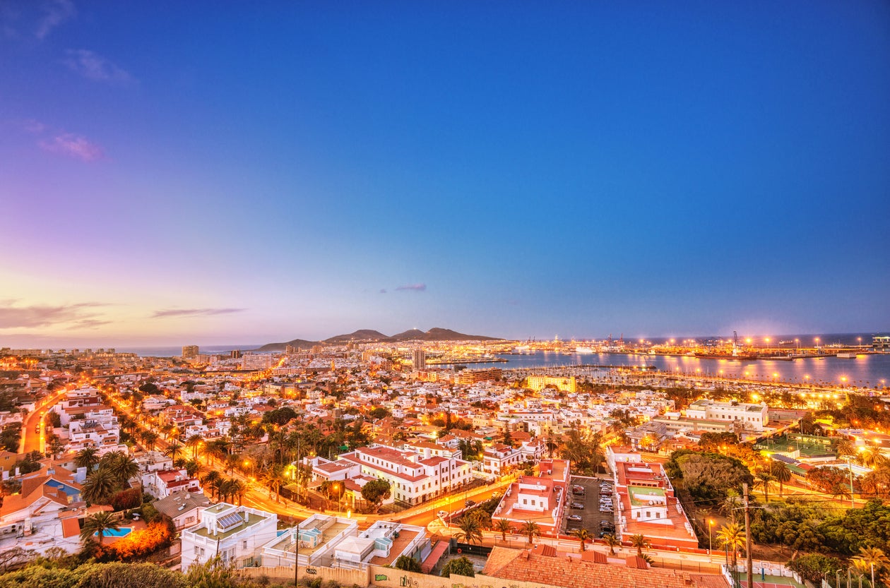 An aerial view over Las Palmas, the main city on Gran Canaria