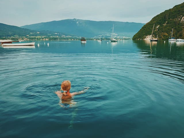 <p>Lake it easy: Immerse yourself in the water of Lake Annecy</p>