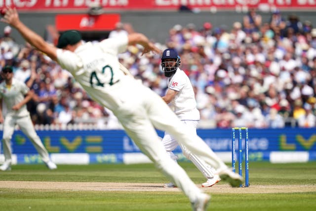 Moeen Ali, right, reaches 3,000 Test runs with a boundary against Australia (Martin Rickett/PA)