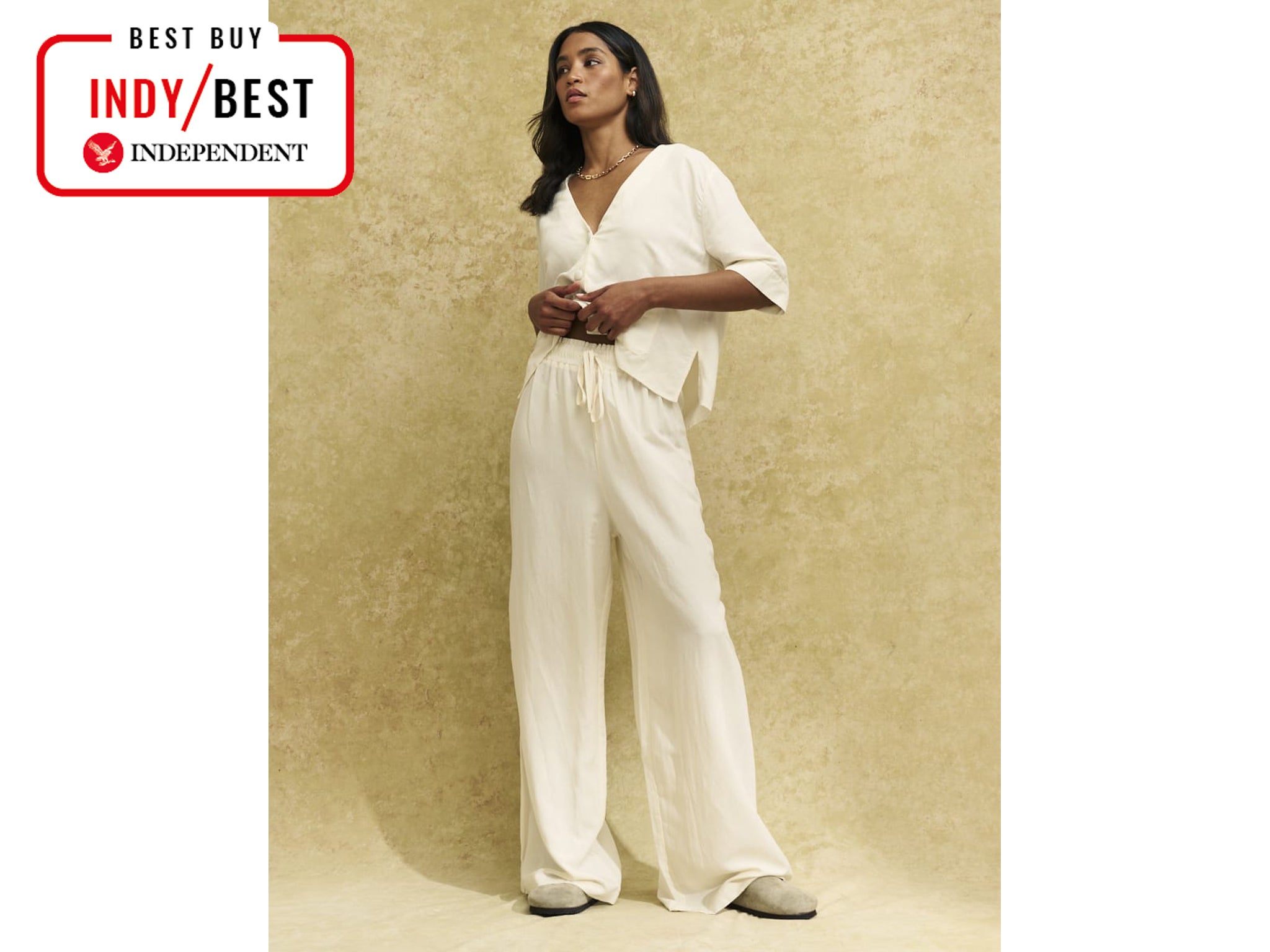 Naomi Genes White Wide Leg Linen Look Trousers | In The Style