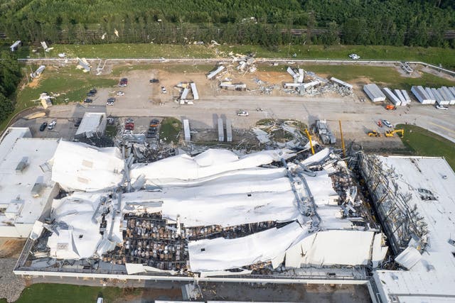 <p>A Pfizer manufacturing facility in Rocky Mount, North Carolina, was damaged by a tornado </p>