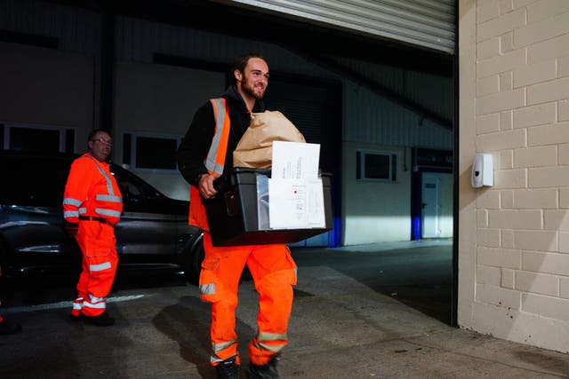 Ballot boxes arrive at the Bath and West Showground in Shepton Mallet as counting begins in the Somerton and Frome by-election (Ben Birchall/PA)