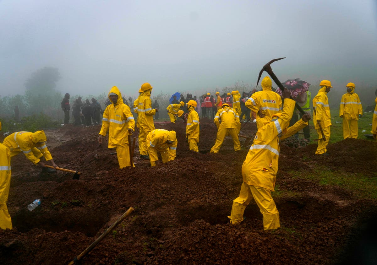 Rescue efforts have resumed in western India where a landslide killed at least 16 people