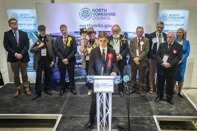 Keir Mather speaks at Selby Leisure Centre after winning the by-election (Danny Lawson/PA)