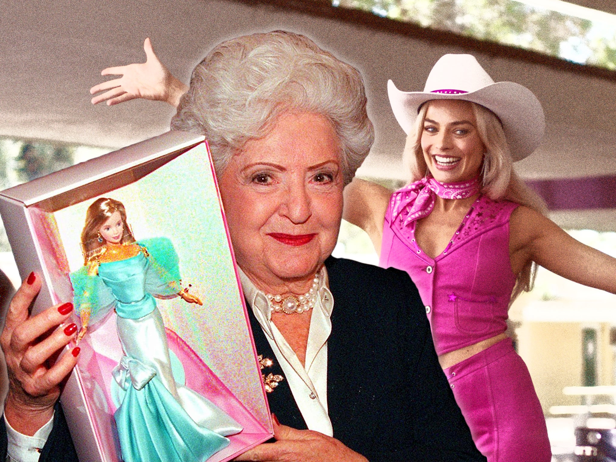 <p>‘Somehow, my life has revolved around breasts’: Barbie inventor Ruth Handler in 1999, and Margot Robbie in the new ‘Barbie’ movie</p>