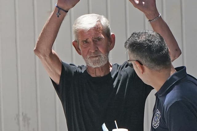 David Hunter is transported from Paphos District Court in Cyprus after he was found guilty by Cypriot judges of the manslaughter of his terminally ill wife Janice (Victoria Jones/PA)