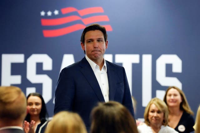 <p>Florida Governor Ron DeSantis speaks at a campaign event earlier this month </p>