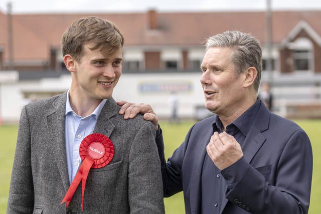 Newly elected Labour MP Keir Mather, left, with Labour leader Sir Keir Starmer (Danny Lawson/PA)