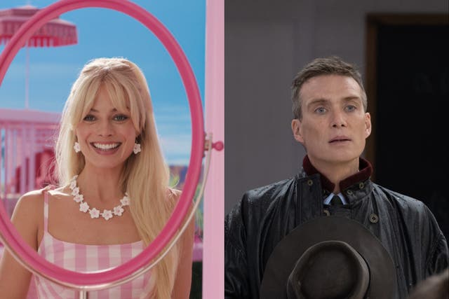 <p>Margot Robbie in ‘Barbie’ (left) and Cillian Murphy in ‘Oppenheimer’</p>