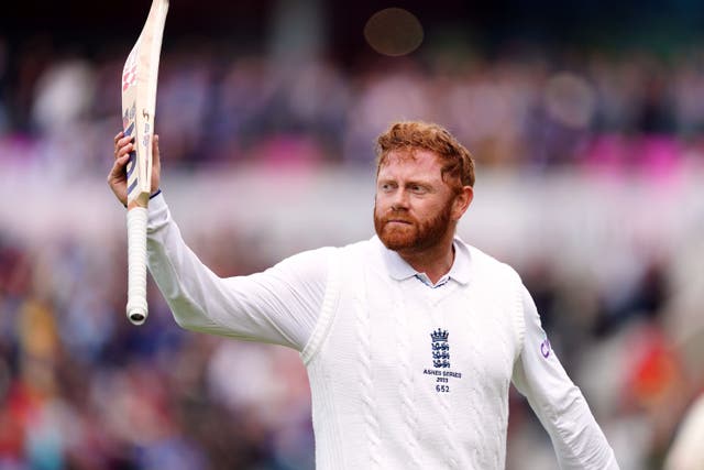 Jonny Bairstow acknowledges the crowd as he leaves the pitch 99 not out (Mike Egerton/PA)