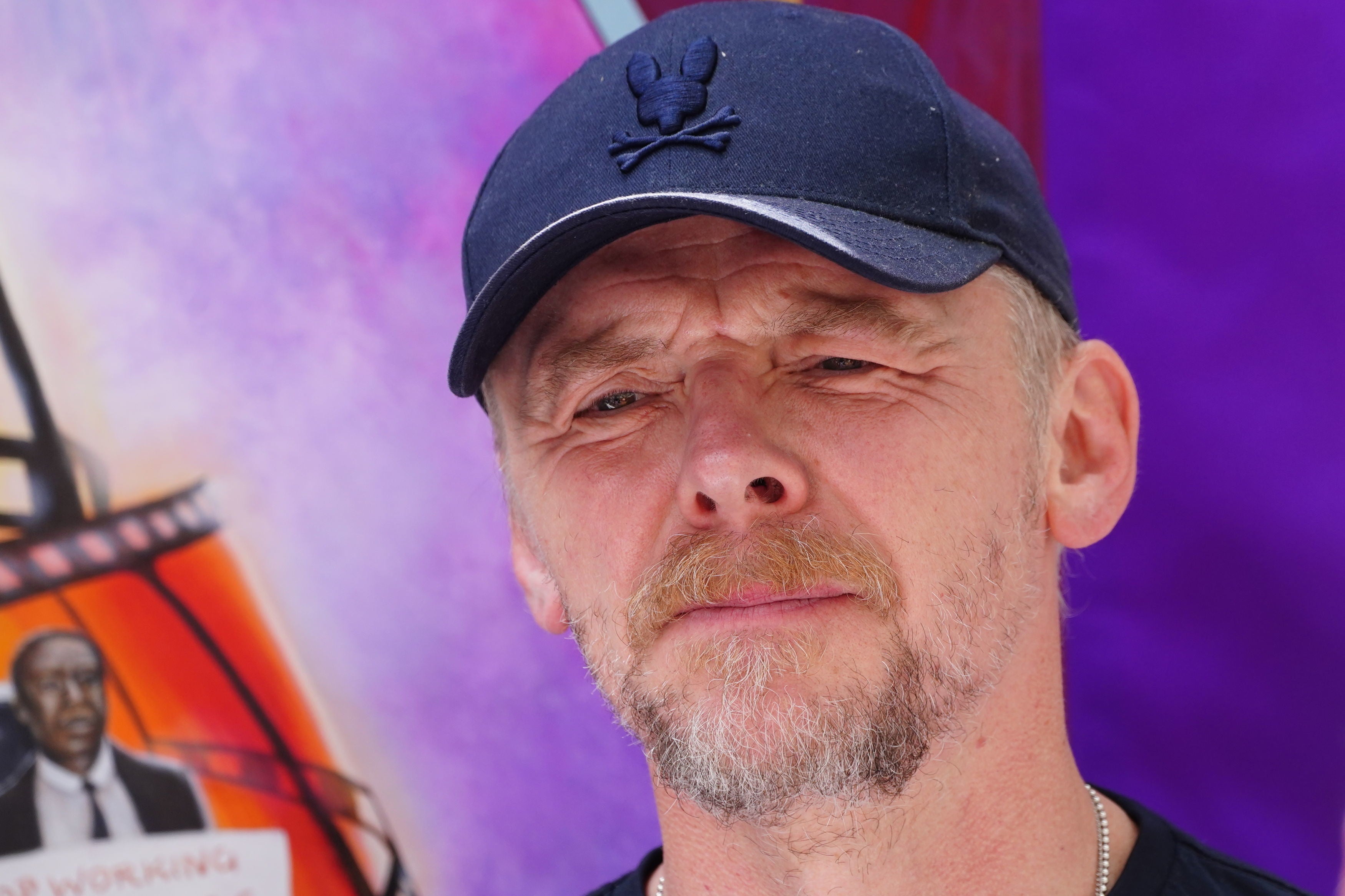 Simon Pegg takes part in a protest by members of the British actors union Equity in Leicester Square, London