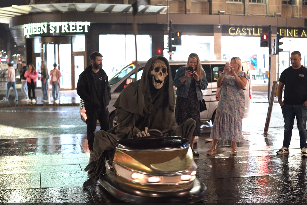 Death on a dodgem: Grim Reaper on Glasgow streets as part of Banksy’s ...