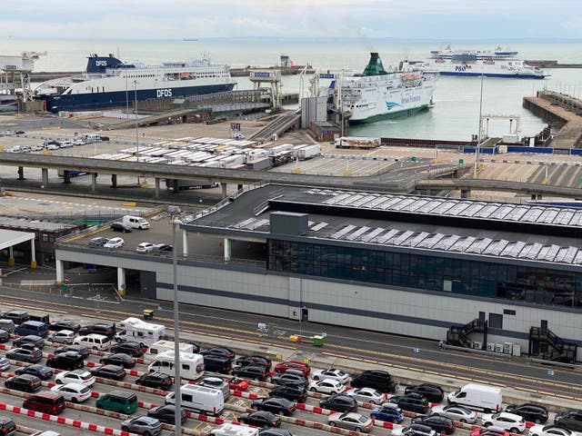 <p>Waiting game: Motorists at Dover on the busiest morning of the year in July 2023 </p>