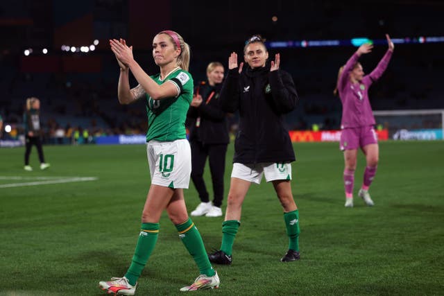 Republic of Ireland’s Denise O’Sullivan applauds the fans after defeat to Australia (Isabel Infantes/PA)