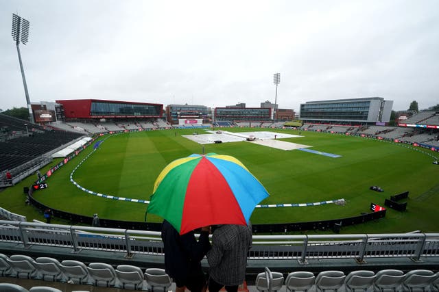Play at Old Trafford was delayed on Saturday due to showers (Martin Rickett/PA)