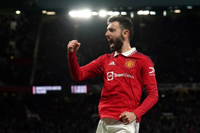 Manchester United’s Bruno Fernandes grabbed the first goal against Arsenal (PA)