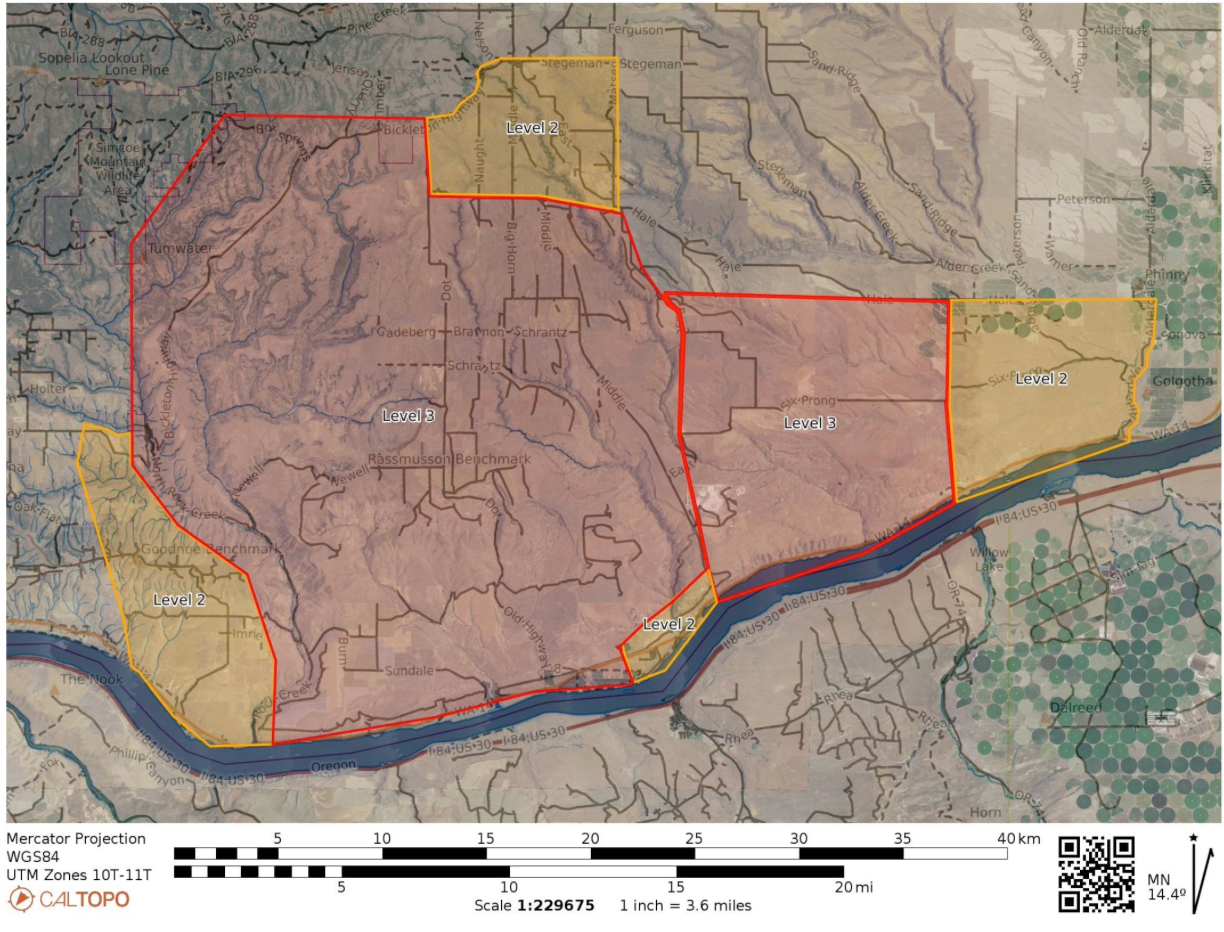 Residents across a large area of Klickitat County in Washington state were issued with a ‘go now’ evacuation order on Saturday due to dangerous wildfires