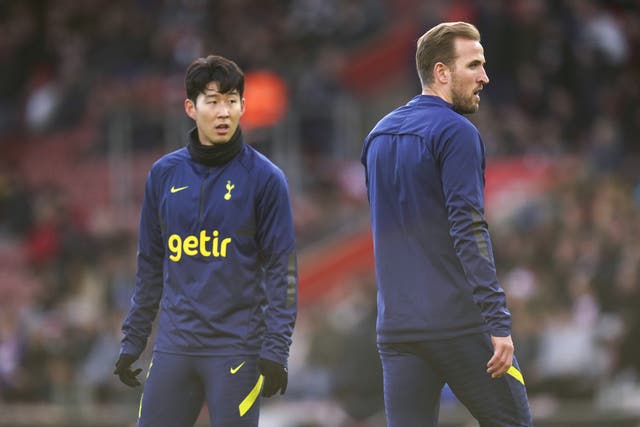 Tottenham attackers Son Heung-min (left) and Harry Kane (Andrew Matthews/PA)