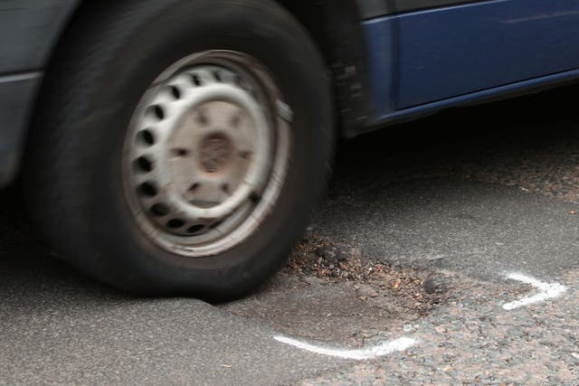 Common vehicle problems caused by potholes include damaged shock absorbers, broken suspension springs and distorted wheels (PA)